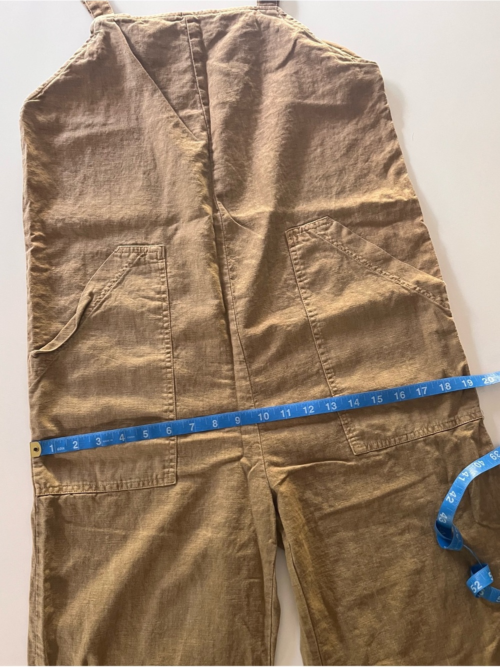 Tan Utility Linen Jumpsuit Excellent Condition Size XS Garden Farm Cottage - Picture 5 of 8
